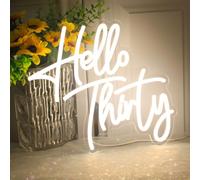 Hello Thirty Neon Sign, LED Neon Signs for 30th Birthday, Party Decoration, Guest Gifts, Neon Lights for Couples, Anniversary and Birthday Party Decoration