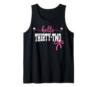 Hello Thirty-Two Est 1993 Coquette Bow 32nd Birthday Girl Tank Top