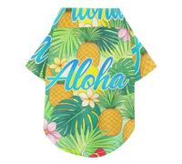 HELLO Tropical Hawaii Pineapple Summer Dog Shirt Button Up Soft, Lightweight, and Breathable Pet Clothes Puppy Clothes Perfect for Everyday Wear, and Photoshoots L-5XL