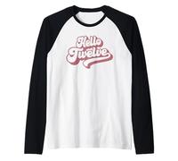 Hello Twelve, 12 Years Old for Girls 12th Birthday Raglan Baseball Tee