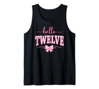 Hello Twelve Birthday Pink Bow Tank Top