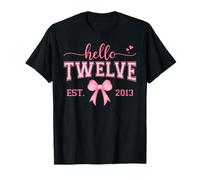 Hello Twelve Est 2013 Coquette Bow 12th Birthday Girl T-Shirt