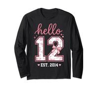Hello Twelve Est 2014 Coquette Bow 12th Birthday Girl Long Sleeve T-Shirt