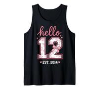Hello Twelve Est 2014 Coquette Bow 12th Birthday Girl Tank Top