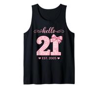 Hello Twenty-one EST 2005 21st Birthday Coquette 21 Years Tank Top