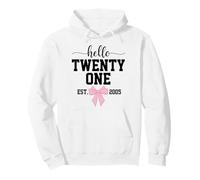 Hello Twenty One Est. 2005 Coquette Bow 21st Birthday Girl Pullover Hoodie