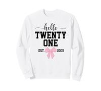 Hello Twenty One Est. 2005 Coquette Bow 21st Birthday Girl Sweatshirt