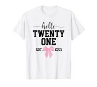 Hello Twenty One Est. 2005 Coquette Bow 21st Birthday Girl T-Shirt