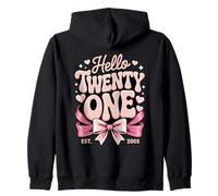 Hello Twenty One Est 2005 Retro Bow Zip Hoodie
