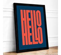 Hello Twice Typography Framed Wall Art Print A3 (42×29.7cm) Black, Wall Decor for Living Room, Bedroom, Office & Home, Ready to Hang, Art Gift