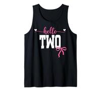 Hello Two Est 2023 Coquette Bow 2nd Birthday Girl Tank Top
