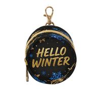 Hello Winter Gold Blue Snowflake Newborned Girl Pacifier Storage Case with Zipper and Clip Coin Purse Change Holder, Baby Items Storage Container Clip para chupete de