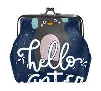 Hello Winter Lettering Penguin Buckle Coin Purse