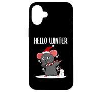 Hello Winter Mouse Scarf Cute Christmas Dab Snow Mouse Case for iPhone 16 Plus