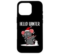 Hello Winter Mouse Scarf Cute Christmas Dab Snow Mouse Case for iPhone 16 Pro