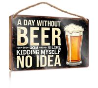Hello Winter Sign A Day Without Beer Is Like Kidding Myself. Fall Wall Decor Vintage Decor(20X30CM)