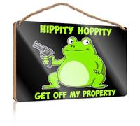 Hello Winter Sign Hippity Hoppity, Get Off My Property. Fall Wall Decor Vintage Decor(20X30CM)