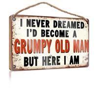Hello Winter Sign I Never Dreamed I'D Become A Grumpy Old Man, But Here I Am Wooded Sign Fall Wall Decor Vintage Decor(15X28CM)