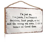Hello Winter Sign I'M Just Me, I'Ve Made Mistakes Wooded Sign Fall Wall Decor Vintage Decor(23X35CM)