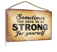 Hello Winter Sign Sometimes You Have To Be Strong For Yourself Wooded Sign Fall Wall Decor Vintage Decor(23X35CM)