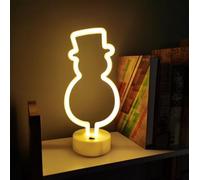 Hello winter Snowman Neon Sign Lamp Dimmable LED with Standable Base and Touchable Switch,USB or 3-AA Battery Powered Neon Signs LED Desktop Wall Decoration for Party, Bedroom