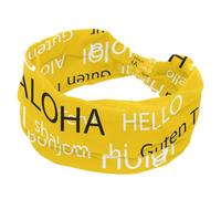Hello Words Differente Languages Elastic Womens Headbands, Wide Hairband, Non-Slip Headband, Sweatband Yoga Head Band for Workout, Gym, Running, Fitness, Sport