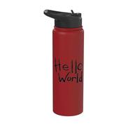 Hello World Bold Brush Lettering First Code Art Design Stainless Steel Insulated Water Bottle