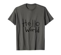 Hello World Bold Brush Lettering First Code Art Design T-Shirt
