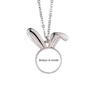 Hello World French Art Deco Fashion Rabbit Necklace Pendant Bunny Animal Jewelry Gift