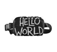 Hello World Graffiti Style Cute Waist Bag Fanny Pack for Women Men Teenagers Large Capacity Chest Bag Belt Bag with Adjustable Strap for Workout Running Hiking