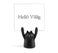 Hello World Hungarian Art Deco Fashion Memo Holder Cartoon Black Cat Stand Decoration