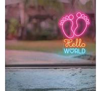 Hello World Neon Sign Newborn Signs for New Mom Oh Baby Sign Kid Room Decoration Gender Reveal Party Decor