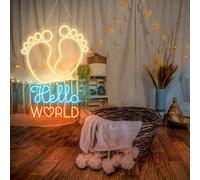 Hello World Neon Sign Newborn Signs for New Mom Oh Baby Sign Kid Room Decoration Gender Reveal Party Decor