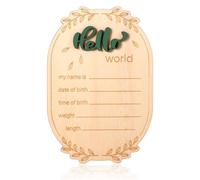 Hello World Newborn Announcement Sign, 5.9x4.1in Wooden New Birth Baby Name Plaques Announcement Board Baby Welcome World Name Sign for Boys and Girls Photo Props Hospital Nursery