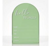 Hello World Newborn Sign, Baby Announcement Plaque, 3.94x5.9 inch Round Clear Acrylic Birth Announcement for Newborn Photoshoot, Welcome Baby Nursery Decor Keepsake - A08