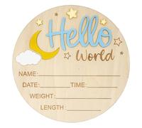 Hello World Newborn Sign, Wooden Baby Announcement Sign Welcome Baby Name Plaque Baby Birth Sign Board for for New Born Boys Girls Nursery Hospital Photo Props Home Decor A7XYYEMP