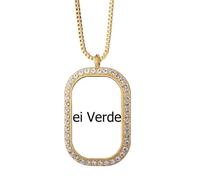 Hello World Norwegian Language Necklace Pendant Diamond Crystal Golden Jewelry