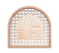 Hello World Sign, 5.5 Inch/14cm Wooden Arched Announcement Sign Birth Name Tag Welcome Plaque Nursery Registry Accessories Decor for Gift Hospital Keepsake Photo Prop