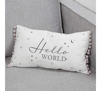 Hello World Tassled Cushion Nursery Decoration