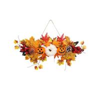 Hello Wreath Artificial Fall Wreath 17.7 × 12.99inch Autumn Maple Leaves Door Hanging Simple Decor(#2)