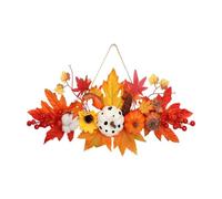 Hello Wreath Artificial Fall Wreath 17.7 × 12.99inch Autumn Maple Leaves Door Hanging Simple Decor(#4)