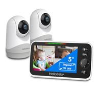 HelloBaby 5" Split Screen Baby Monitor with 2 Cameras, Night Vision