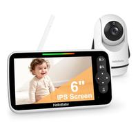HelloBaby 6" Baby Monitor with Camera and Night Vision, 4000mAh Battery | No WiFi, ECO Mode, 2-Way Talk and 8 Lullabies, Remote Pan-Tilt-Zoom Camera, Temperature Monitoring, Feeding Reminder