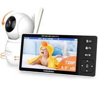 HelloBaby 720P 5.5'' HD Baby Monitor with Camera and Audio No WiFi, Video Baby Monitor, Remote Pan Tilt Zoom Wide View Range, 1080P Infant Camera, Night Light, Hack Proof, 4000mAh Battery, 1000ft