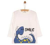 HelloBaby Baby Boy Smiley Dino Patterned Long Sleeve Tshirt - Ecru