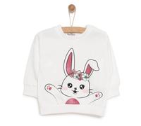 HelloBaby Baby Girl Rabbit Printed Sweatshirt - Ecru