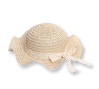 HelloBaby Baby Girl Straw Ribbon Hat - Ecru