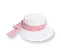 HelloBaby Baby Girl Straw Ribbon Hat - White