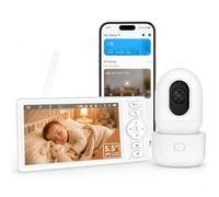 HelloBaby Baby Monitor 5.5" IPS Screen,5000mah Battery,1296p App View, Motion Detection Baby Monitor with Camera and Night Vision, ECO, 2-Way Talk, 8 Lullabies and 1000ft Range