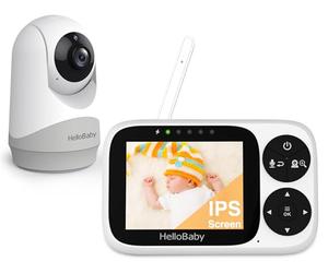 HelloBaby Baby Monitor No WiFi, 3.2" IPS Screen, VOX Mode, Temperature Display Pan-Tilt-Zoom 2 Way Talk Lullabies Feeding Alarm and 1000ft Range